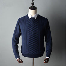 Load image into Gallery viewer, 100%goat cashmere twisted knit men smart casual Oneck thick pullover sweater solid color S-2XL