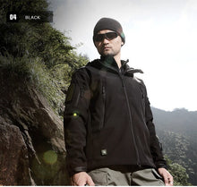 Load image into Gallery viewer, outdoor shark skin soft shell jacket men's camping waterproof windproof sweater sports tactical breathable super elasticity coat
