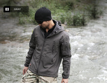 Load image into Gallery viewer, outdoor shark skin soft shell jacket men's camping waterproof windproof sweater sports tactical breathable super elasticity coat
