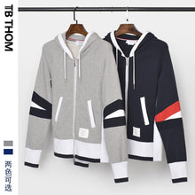 Load image into Gallery viewer, TB THOM men's patchwork hoodies sweater fashion hooded cotton jacket men autumn casual jacket male