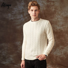 Load image into Gallery viewer, High Quality 100% Cashmere Sweater Men Pullovers Thick Cable Knitted Sweaters White O-neck Large Size Brand Winter Casual Jumper