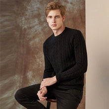 Load image into Gallery viewer, High Quality 100% Cashmere Sweater Men Pullovers Thick Cable Knitted Sweaters White O-neck Large Size Brand Winter Casual Jumper