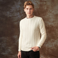 Load image into Gallery viewer, High Quality 100% Cashmere Sweater Men Pullovers Thick Cable Knitted Sweaters White O-neck Large Size Brand Winter Casual Jumper