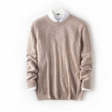 Load image into Gallery viewer, pure cashmere solid knit men smart casual Oneck slim pullover sweater camel 9color S-3XL