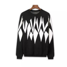 Load image into Gallery viewer, new fashion pure cashmere knit men Oneck patchwork loose thick pullover sweater black 2color S-2XL