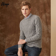 Load image into Gallery viewer, S-2XL 100% Pure Cashmere Sweater Men Brand Casual Round Neck Long Sleeve Pullovers Cable Knitted Thick Winter Oversized Sweaters