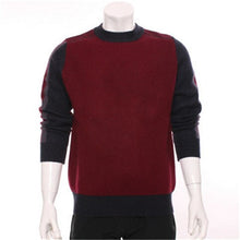 Load image into Gallery viewer, new fashion 100%goat cashmere knit men patchwork color thick pullover sweater Oneck H-straight S-2XL