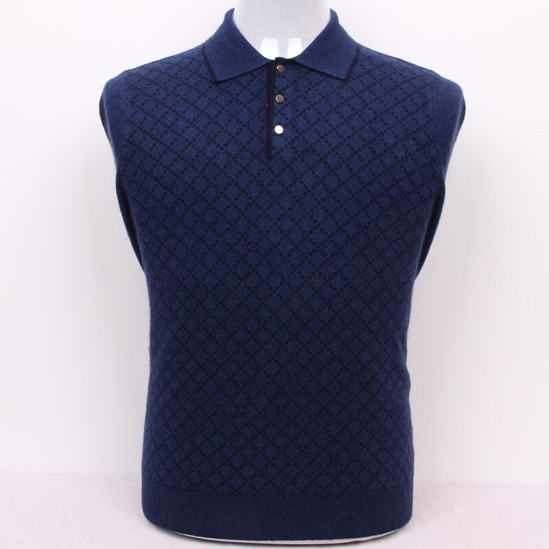 large size 100%cashmere argyle knit men smart casual sweater pullover dark blue 3color EU/S105-3XL130 retail wholesale